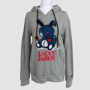 BKYS Lucky Charm Grey 100% Cotton Hoodie Unisex Mens Small/Women Medium